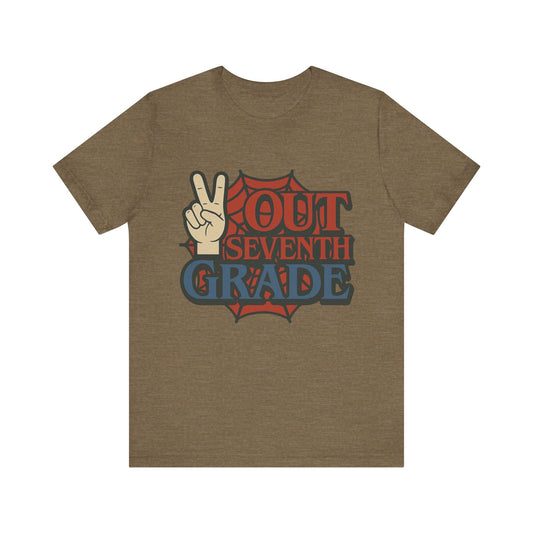 Peace Out Seventh Grade Spider Unisex Tee, T-Shirt, Top, Shirt, Gift for Students, Funny School Shirt