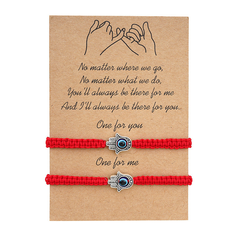 Personalized Alloy Dripping Oil Handmade Wax Thread Woven Card Bracelet Jewelry
