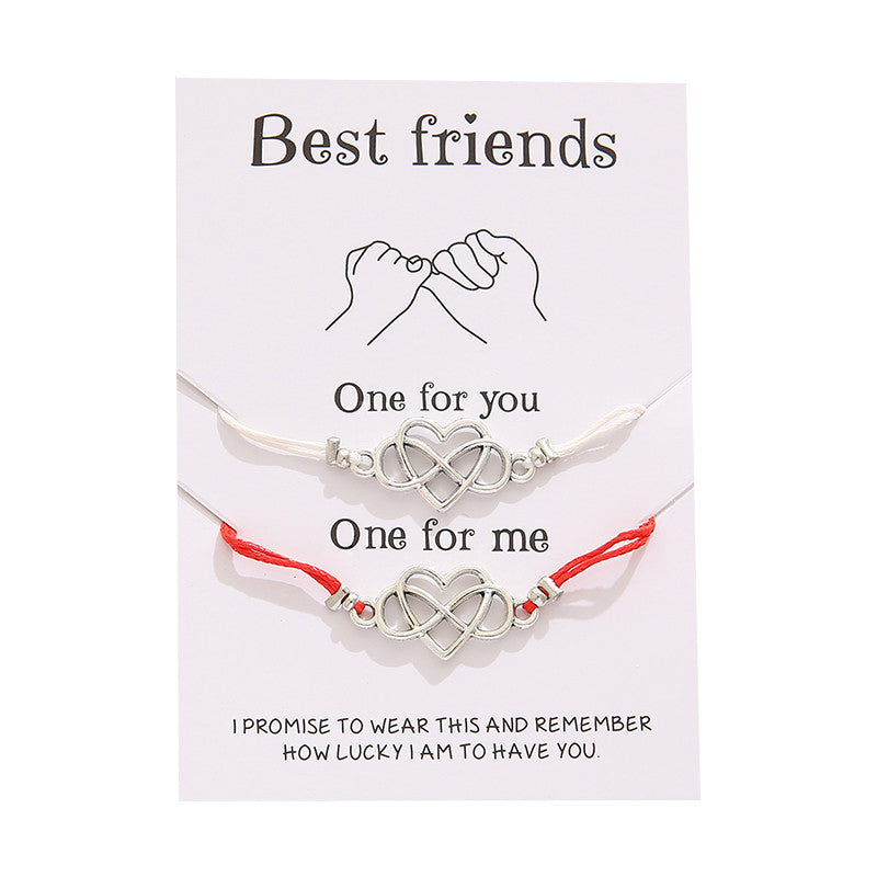 Cross-border Best-selling Best  Friendship Card Bracelet Simple Personality Love 8 Character Couple Bracelet Jewelry
