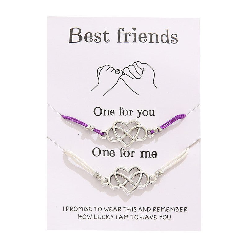 Cross-border Best-selling Best  Friendship Card Bracelet Simple Personality Love 8 Character Couple Bracelet Jewelry