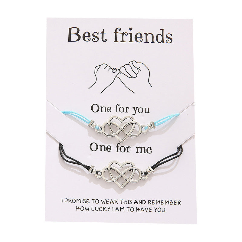 Cross-border Best-selling Best  Friendship Card Bracelet Simple Personality Love 8 Character Couple Bracelet Jewelry