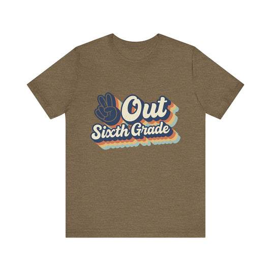 Unisex Tee, Peace Out 6th Grade Shirt, Graduation Gift, School Farewell Top, Summer Vibes Tee, Youth T-Shirt, Class of 2025 Gift, Middle