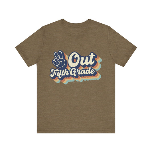 Peace Out Fifth Grade T-Shirt, End of School Year Tee, Goodbye Elementary Shirt, Kids Graduation Top, Unisex Jersey Tee, Summer Vacation